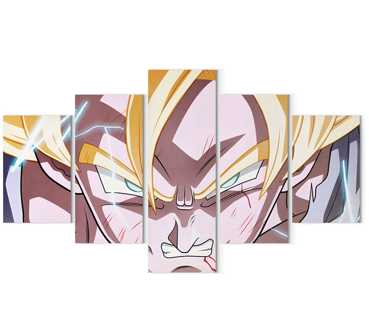 Une image de Son Goku, un personnage de la série animée Dragon Ball Z. Il est représenté avec les cheveux jaunes et les yeux verts, et il est en colère. Il est entouré d'éclairs.,TA-2260532551,TA-7752124249,TA-1267430346,TA-294403443X,TA-0468577262,TA-7452753453