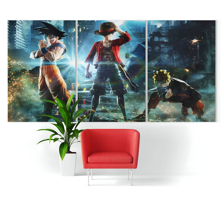 Une image de trois personnages de mangas célèbres : Son Goku, Monkey D. Luffy et Naruto Uzumaki. Son Goku est un Saiyan, Monkey D. Luffy est un pirate et Naruto Uzumaki est un ninja.,TA-5609225523,TA-1845786300,TA-6809029249,TA-4629846239,TA-0452897432,TA-0522912834,TA-3954364166,TA-8663832222