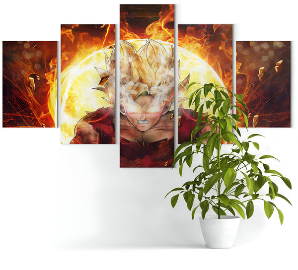 Une image de Son Goku, un personnage de la série animée Dragon Ball Z. Il est représenté en train de se transformer en Super Saiyan, avec les cheveux jaunes et les yeux bleus. Il est entouré de flammes et de fumée.,TA-2453168177,TA-8146858384,TA-8593383157,TA-887027005X,TA-2039245049,TA-4365522159,TA-7378564850,TA-0763057193