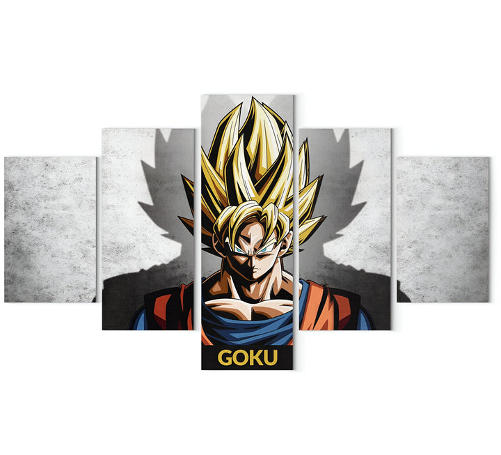 Une fresque représentant Son Goku, un personnage de la série animée Dragon Ball Z. Il est représenté en train de se transformer en Super Saiyan, avec ses cheveux blonds hérissés et ses yeux bleus. Il est vêtu de son costume de combat orange et bleu. En arrière-plan, on peut apercevoir le logo de Dragon Ball Z.,TA-6727261032,TA-940022916X,TA-058026212X,TA-3608477071,TA-7541587419,TA-6888885585,TA-5500394878,TA-3392301558