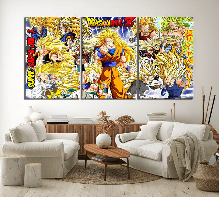 Une image de Son Goku, le personnage principal de la série animée Dragon Ball Z, dans différentes positions et transformations. Il est entouré d'autres personnages de la série, comme Vegeta, Gohan, Trunks et Piccolo. L'image est en haute résolution et les couleurs sont vives et éclatantes.,TA-0214043002,TA-0114598363,TA-2563281113,TA-8160481195,TA-9008720701,TA-3170777629