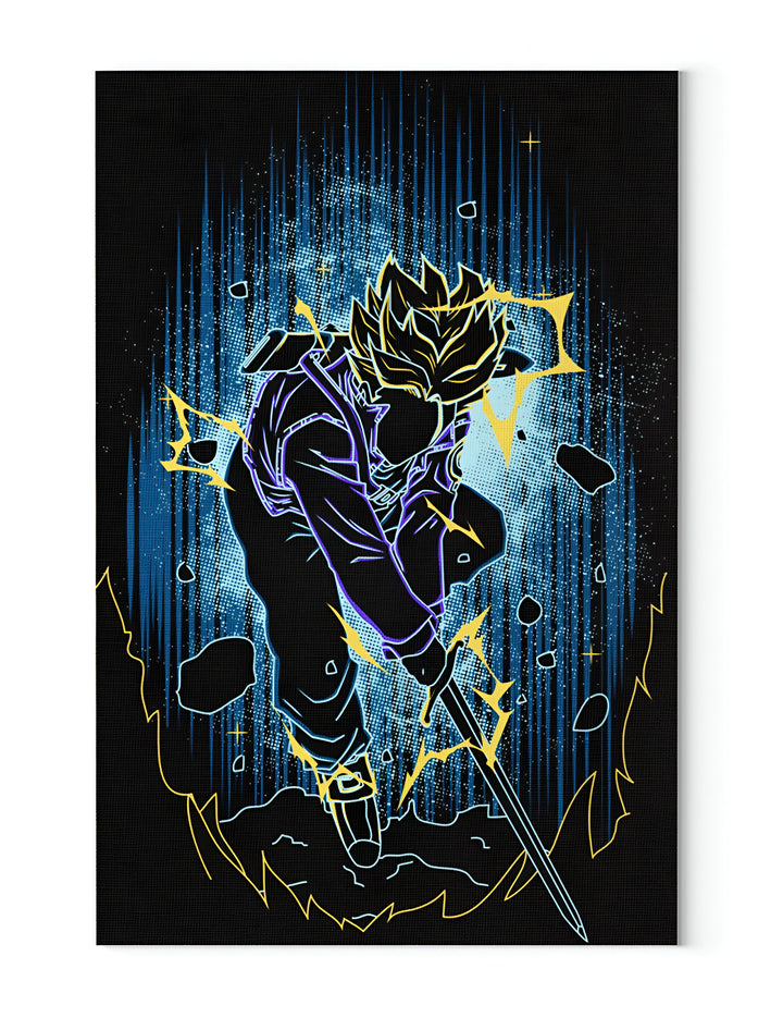 L'image représente un personnage de dessin animé en train de se battre. Il est entouré d'éclairs et de rochers. Le fond est bleu et noir.,TA-6340878849,TA-0031507735,TA-5445179206,TA-9968609463