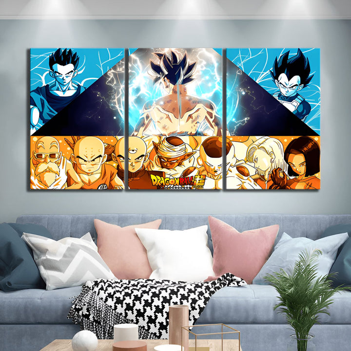 Une image de Dragon Ball Z, qui montre les personnages principaux, Goku, Vegeta et Gohan.,TA-1030334145,TA-2248221754,TA-9229223271,TA-8722463542,TA-6437072148,TA-751047695X