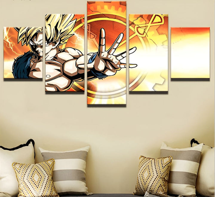 Une fresque représentant Son Goku, un personnage de la série animée Dragon Ball Z, en train de charger son attaque ultime, le Kamehameha.,TA-8966963498,TA-5449887361,TA-9644880358,TA-5009845458,TA-2268791572,TA-0061344435