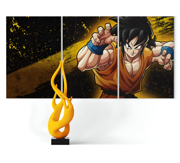 Une image de Son Goku, un personnage de la série animée Dragon Ball Z. Il est représenté en train de se battre, avec ses cheveux noirs hérissés et sa combinaison orange. En arrière-plan, il y a des éclairs jaunes et des flammes.,TA-7633272139,TA-3237536520,TA-7209028811,TA-5532014620,TA-3071786433,TA-1047044498