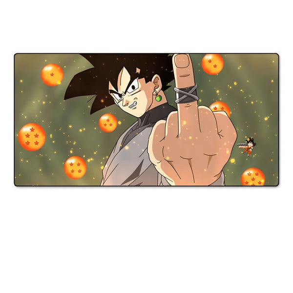Une image de Son Goku, un personnage de Dragon Ball Z, levant le majeur. Il est entouré de boules de cristal.,TA-9371774657