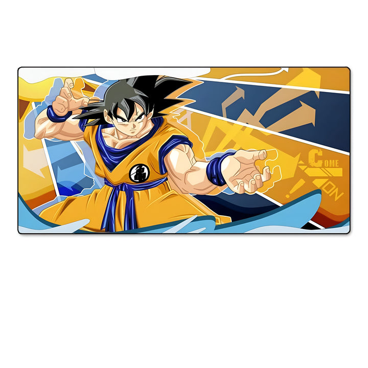 Une image de Son Goku, un personnage de la série animée Dragon Ball Z. Il est représenté en train de se battre, avec ses cheveux noirs hérissés et sa combinaison orange et bleue. En arrière-plan, on peut voir des éclairs et des nuages.,TA-673241738X