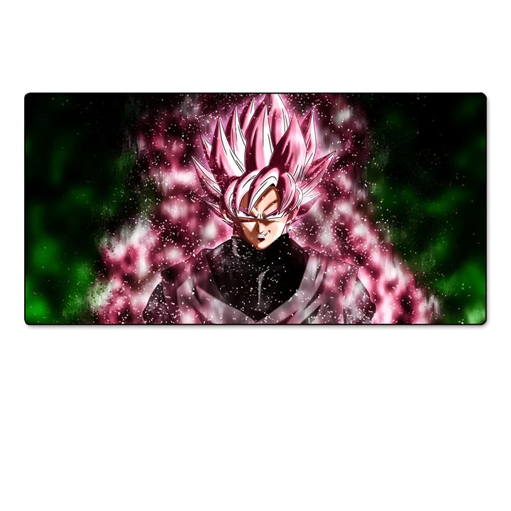 Une image de Son Goku, un personnage de Dragon Ball Super, dans sa forme Black. Il est entouré d'une aura rose et verte.,TA-1784378771