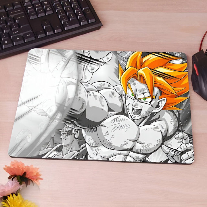 Une image en noir et blanc de Son Goku, un personnage de Dragon Ball Z, en train de charger un Kamehameha.,TA-6661358971,TA-8391105660