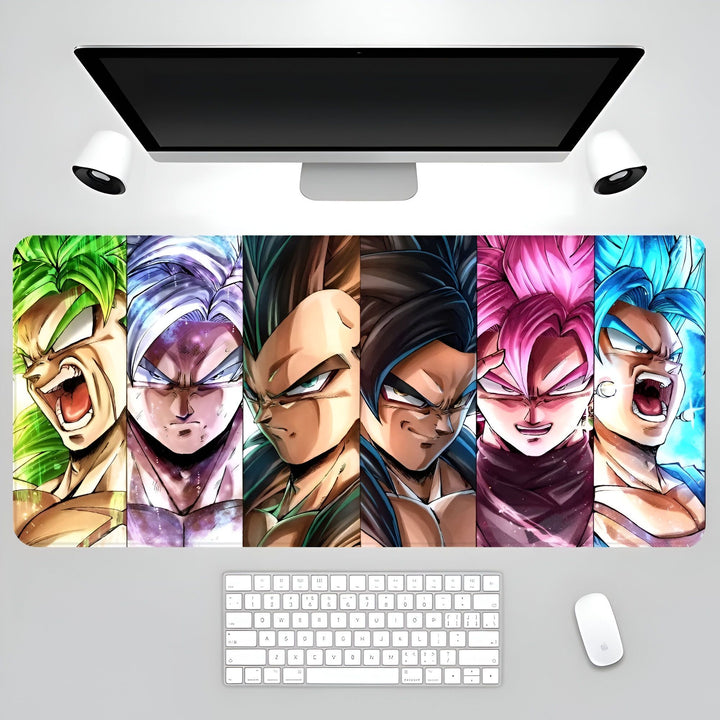 Une image de cinq personnages de la série Dragon Ball Z. Les personnages sont, de gauche à droite, Broly, Vegeta, Goku, Black Goku et Gogeta.,TA-1220330914