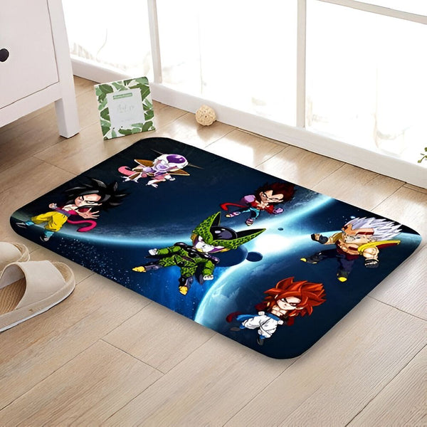 Une image de tapis de sol Dragon Ball Z. Les personnages de gauche à droite sont : Vegeta, Son Goku, Cell, Freezer, Trunks et Son Gohan.,TA-2974227279,TA-0327035072