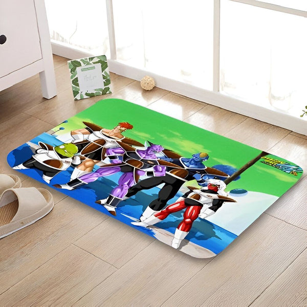 Une image de personnages de Dragon Ball Z sur un tapis de sol. On peut voir Freezer, Cell, Buu, et d'autres.,TA-8387984671,TA-2501798716
