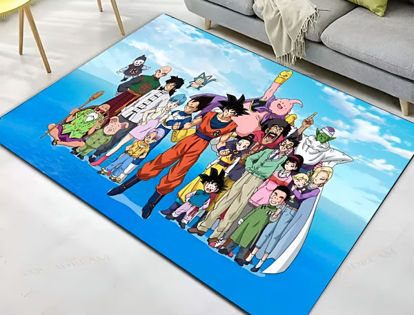 Une image de tapis montrant les personnages du dessin animé Dragon Ball Z.,TA-1404611924,TA-7110532321