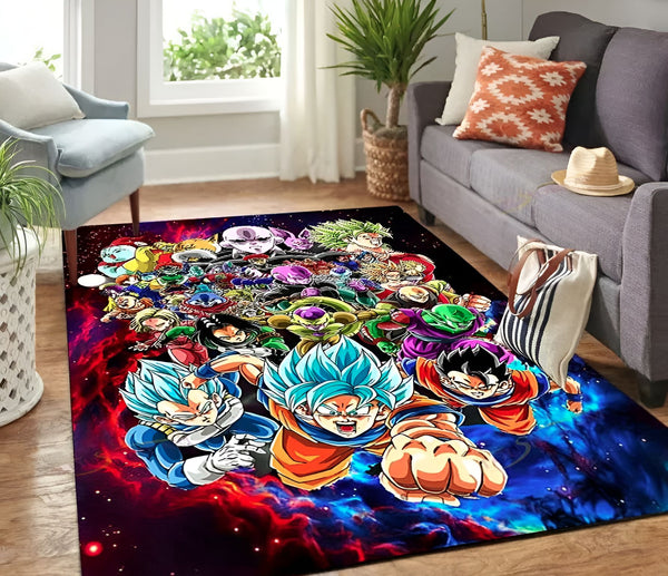 Une image d'un tapis qui a les personnages de Dragon Ball Z dessus.,TA-3015631829,TA-6059175597