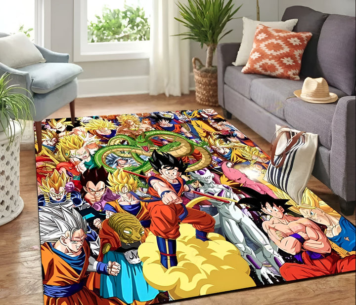 Une image de Son Goku, le personnage principal de la série animée Dragon Ball Z, en train de combattre un ennemi. Il est entouré d'autres personnages de la série, comme Vegeta, Piccolo, Gohan et Krilin. L'image est colorée et dynamique, et elle est pleine d'action.,TA-9572950142,TA-1163700134