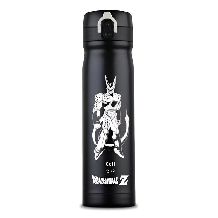 Une bouteille thermos noire avec une image de Cell, un personnage de Dragon Ball Z.,TH-9039745625