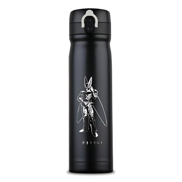 Une bouteille thermos noire avec une image de Cell, un personnage de Dragon Ball Z.,TH-196220703X
