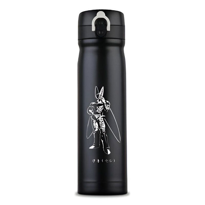 Une bouteille thermos noire avec une image de Cell, un personnage de Dragon Ball Z.,TH-196220703X