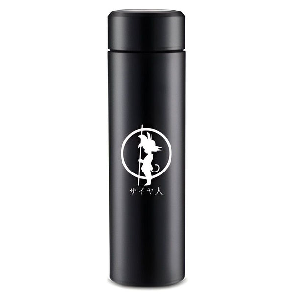 Une bouteille thermos noire avec un dessin de Son Goku, un personnage de Dragon Ball Z.,TH-2886801704