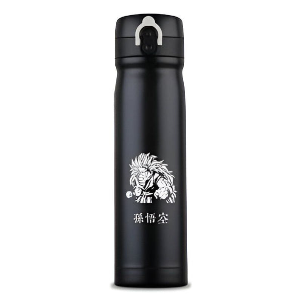 Une bouteille thermos noire avec une image de Son Goku, un personnage de Dragon Ball Z.,TH-5982538051