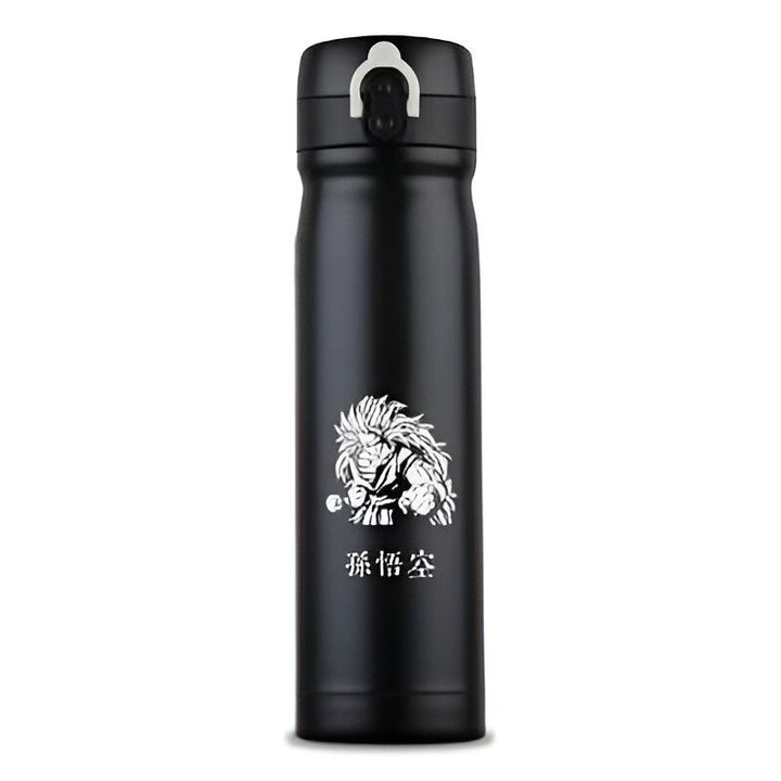 Une bouteille thermos noire avec une image de Son Goku, un personnage de Dragon Ball Z.,TH-5982538051