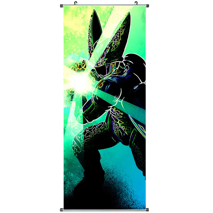 L'image représente un personnage de dessin animé, Cell, qui est en train de se téléporter. Il est entouré d'une aura verte et noire.,TO-6985103944