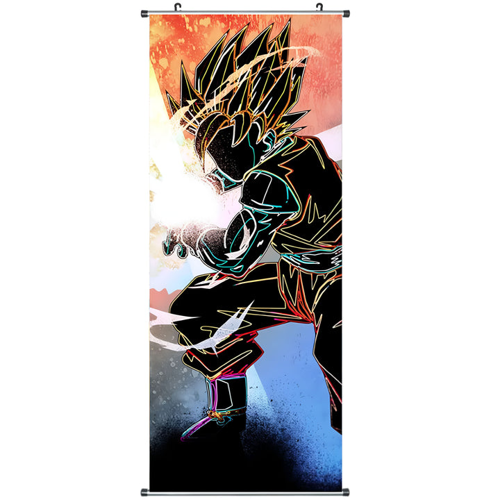 Une illustration de Son Goku, un personnage de la série animée Dragon Ball Z. Il est représenté en train de charger une attaque énergétique.,TO-6806267955