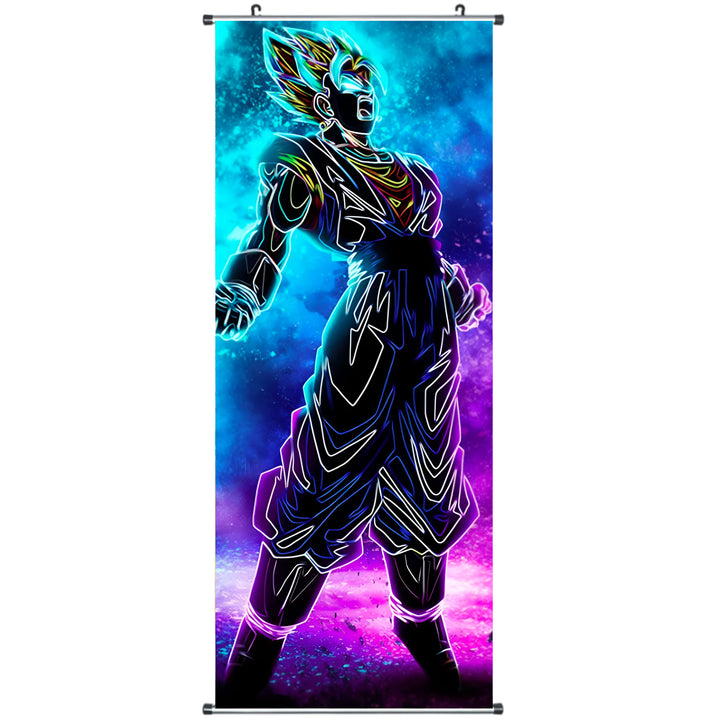Une image de Son Goku, un personnage de la série animée Dragon Ball Z. Il est représenté en train de se téléporter, avec un fond bleu et violet.,TO-0802112064