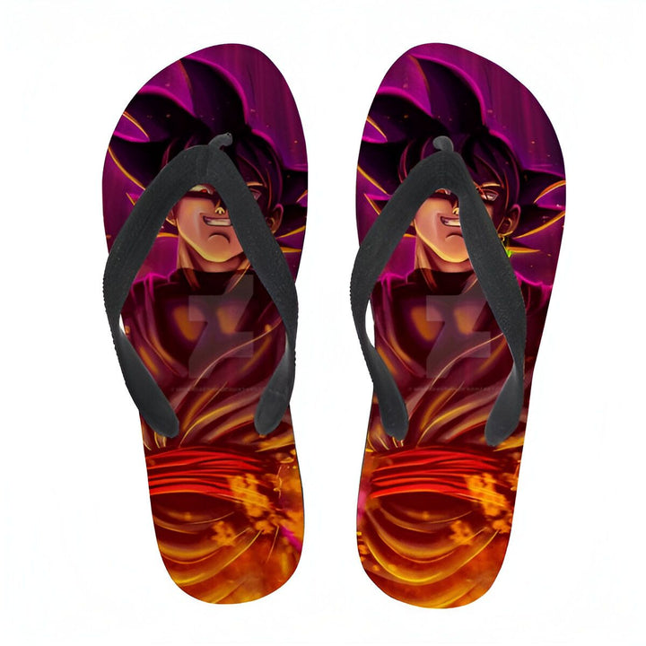 Une paire de tongs noires avec une image de Son Goku, un personnage de Dragon Ball Z.,TO-9674059342,TO-9615274763,TO-7559561314,TO-0842012761,TO-4013993309,TO-1436215676