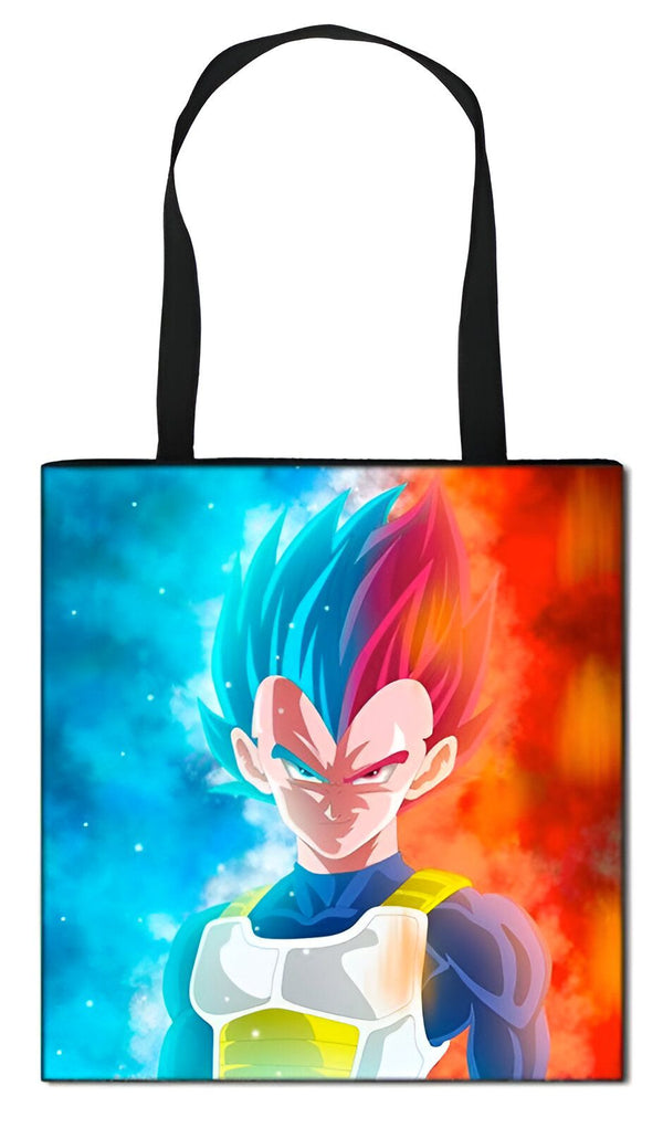 Une image de Vegeta, un personnage de la série Dragon Ball Z. Il est représenté avec les cheveux bleus et rouges et porte une armure bleue et jaune. Il est sur un fond bleu et rouge.,TO-101950689X