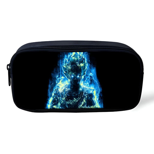 Une trousse d'écolier noire avec une image de Son Goku, un personnage de Dragon Ball Z, en train de se transformer en Super Saiyan.,TR-7231955312