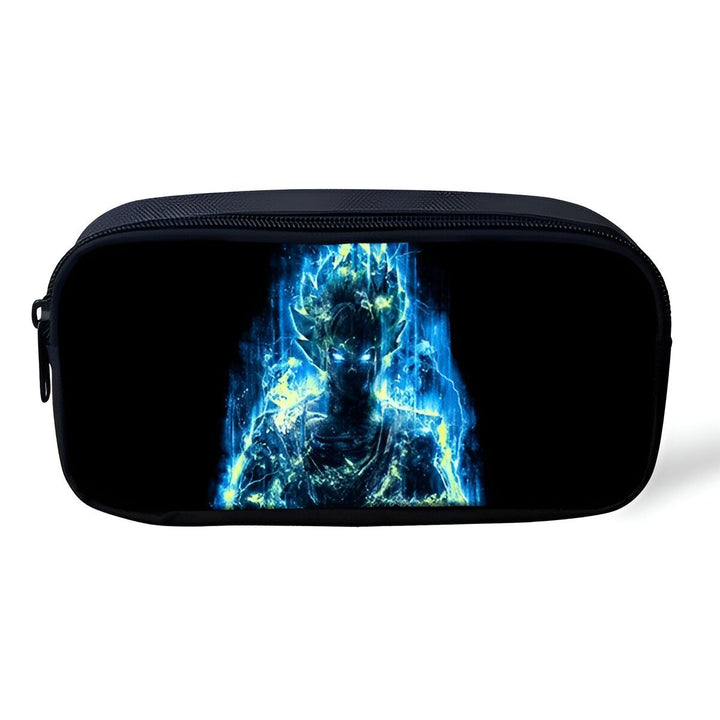 Une trousse d'écolier noire avec une image de Son Goku, un personnage de Dragon Ball Z, en train de se transformer en Super Saiyan.,TR-7231955312