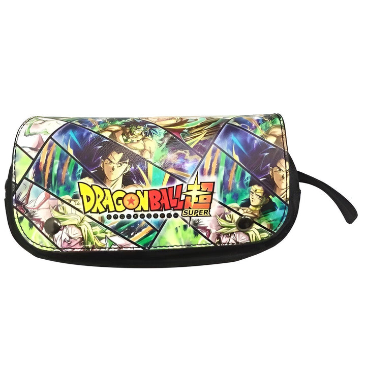 Une trousse Dragon Ball Z Super de couleur verte avec des personnages du dessin animé.,TR-5488247157