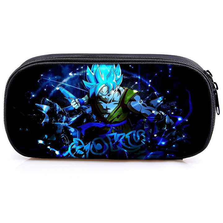 Une trousse scolaire noire avec une image de Son Goku, un personnage de Dragon Ball Z. Il est en train de se battre et est entouré d'une aura bleue.,TR-6480021703