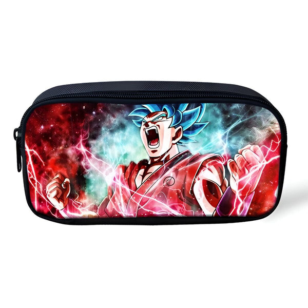 Une trousse scolaire Dragon Ball Z bleue avec Son Goku en Super Saiyan.,TR-8753815254