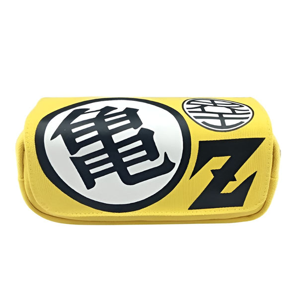 Une trousse jaune avec le logo de Dragon Ball Z en noir et blanc.,TR-2179215517