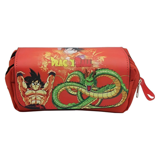 Une trousse rouge avec une image de Son Goku et Shenron dessus.,TR-7406364733