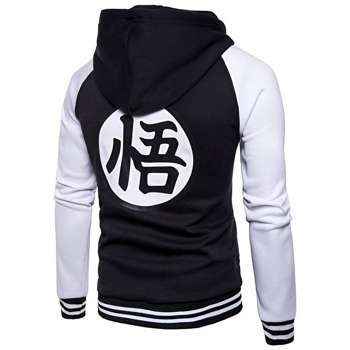 Une image d'un sweat à capuche noir et blanc avec le symbole "Goku" dans le dos.,VE-4549555807,VE-1181592496,VE-2144646376,VE-8953372356,VE-4707047181