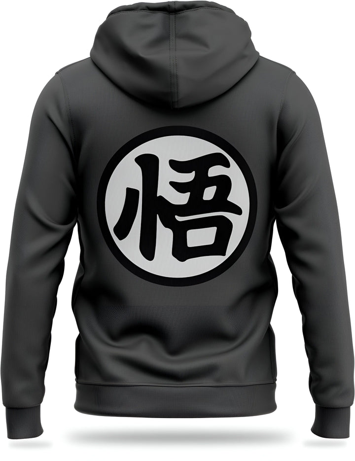 Le dos d'un sweat à capuche noir avec le symbole "Goku" en japonais.,VE-498606648X,VE-4776404524,VE-5652441437,VE-0912238089,VE-2657229077