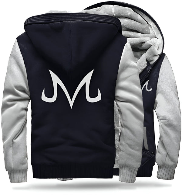 Une veste bleue et grise avec le symbole de Majin Vegeta dans le dos.,VE-7144817329,VE-6145692626,VE-1169783066,VE-7797566968,VE-2314480805,VE-513508777X,VE-6949513496