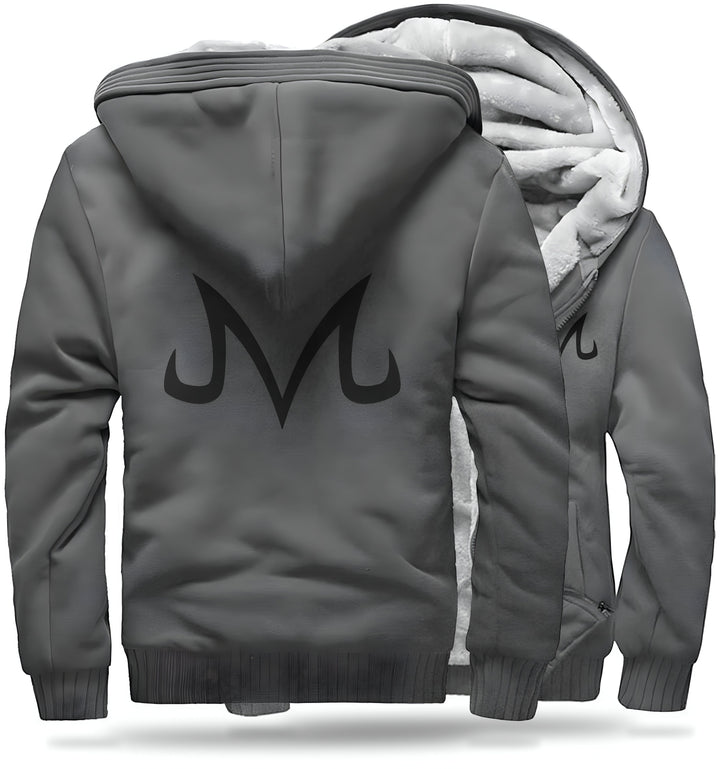 Une image d'un sweat à capuche gris avec le symbole de Majin Buu dans le dos.,VE-3885869853,VE-1800655932,VE-4158307805,VE-8312010297,VE-6251266104,VE-3527733507