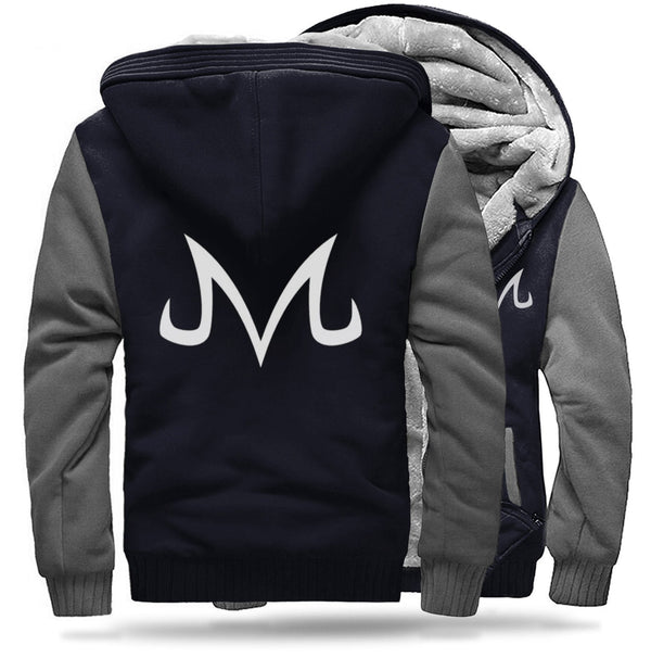 Une veste noire et grise avec le symbole de Majin Vegeta dans le dos.,VE-1899215824,VE-7994464157,VE-0244330557,VE-1337114219,VE-1421732971,VE-262098002X,VE-5552585402