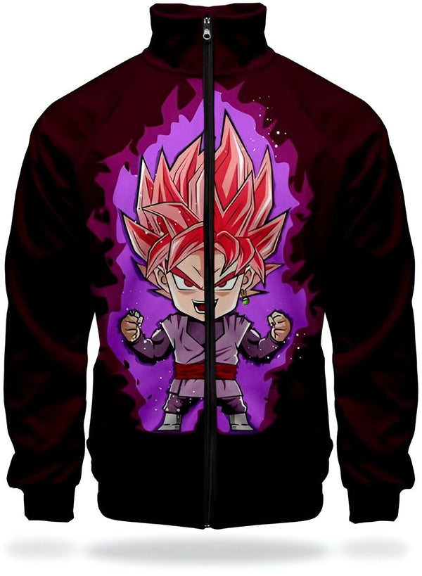 Une image de Son Goku, un personnage de Dragon Ball Z, dans sa forme Super Saiyan Rosé. Il est entouré d'une aura violette et porte une veste noire avec des détails rouges.,VE-4649579104,VE-5161382287,VE-976603754X,VE-3968356608,VE-7457176306,VE-033515073X,VE-7421840753,VE-1567978126