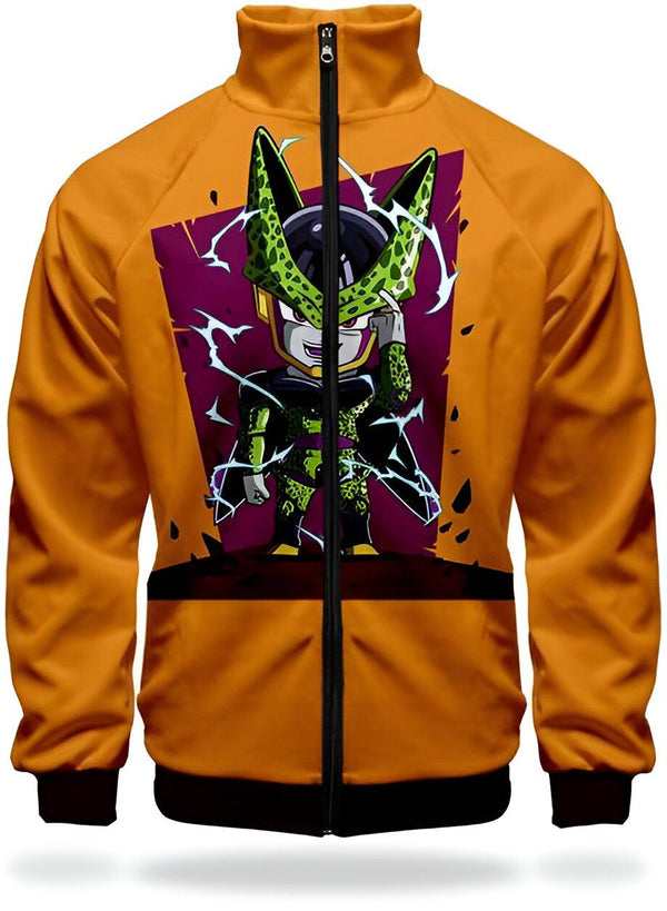 Une veste orange à fermeture éclair avec un imprimé de Cell, un personnage de Dragon Ball Z.,VE-4675838464,VE-4632229903,VE-4804146458,VE-8938807754