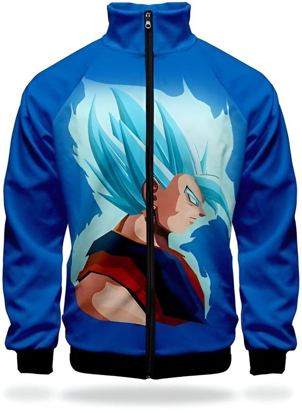 Une image d'un sweat-shirt bleu avec une image de Son Goku, un personnage de Dragon Ball Z. Son Goku est un Saiyan, une race extraterrestre guerrière, et le protagoniste principal de la série. Il est représenté ici avec ses cheveux bleus, qui sont le signe de sa transformation en Super Saiyan.,VE-096725714X,VE-7411418846,VE-2797479378,VE-554486411X,VE-0511823088,VE-6696947434,VE-4184912710,VE-7543368242