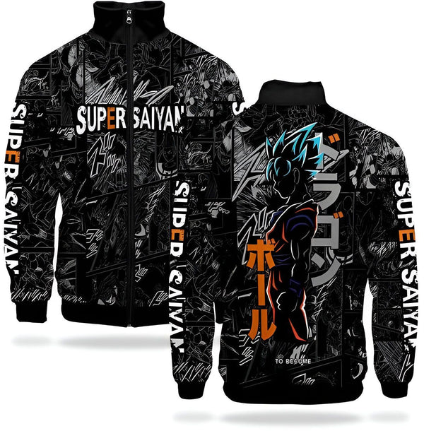 Une veste noire avec des motifs mangas japonais en bleu et orange.,VE-0703471805,VE-9531336644,VE-9396153028,VE-4612730267,VE-1184948704,VE-0038234009,VE-197273640X,VE-0385660472,VE-5449314248